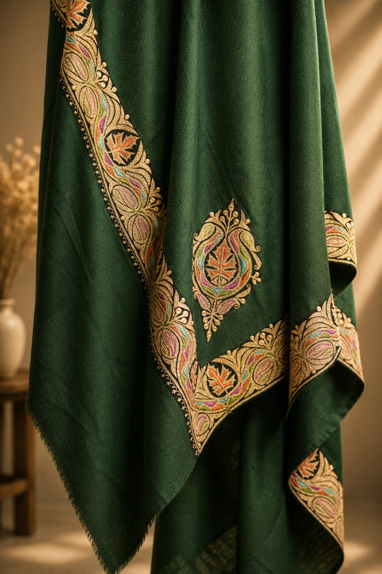 Tilla Embroidery Border Shawl with Sozni Highlights
