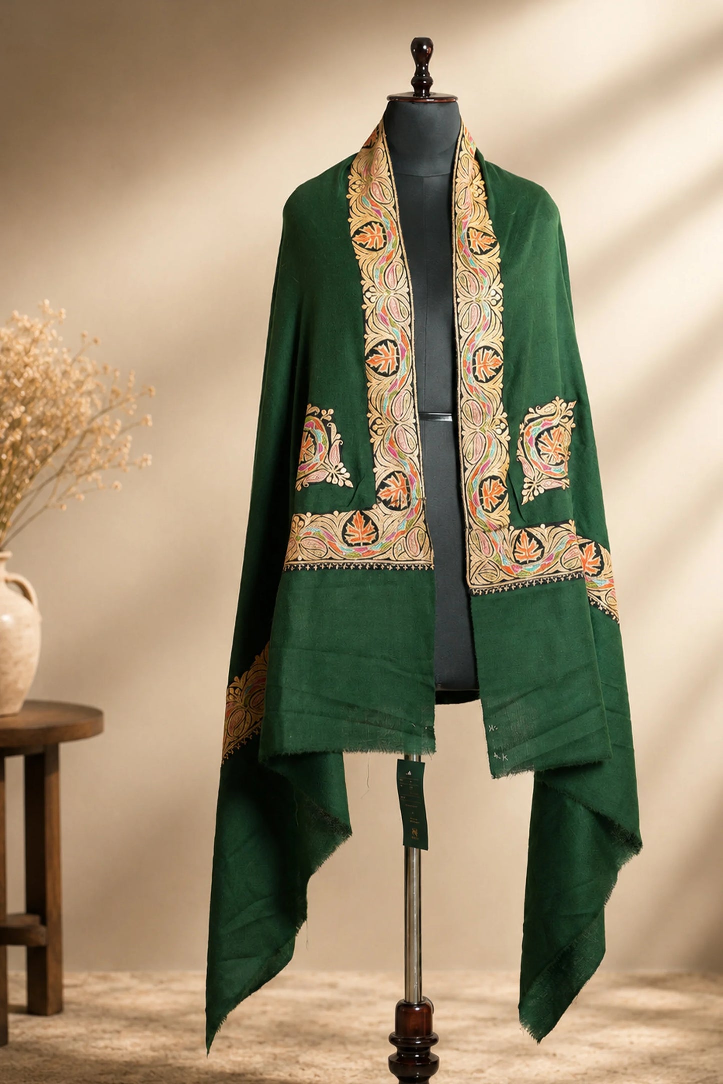 Tilla Embroidery Border Shawl with Sozni Highlights