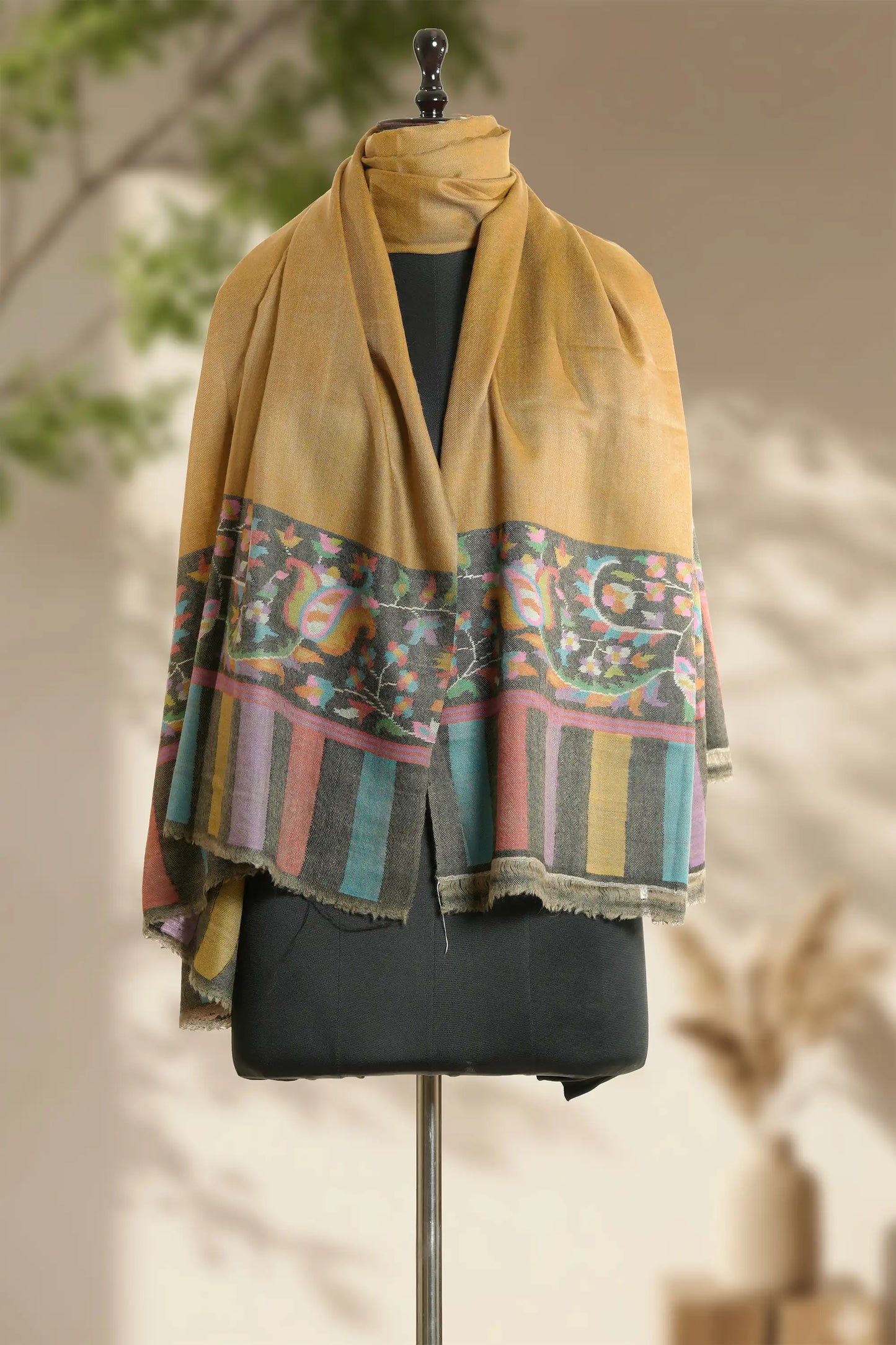Women's Kani Palla Shawl in Camel Colour