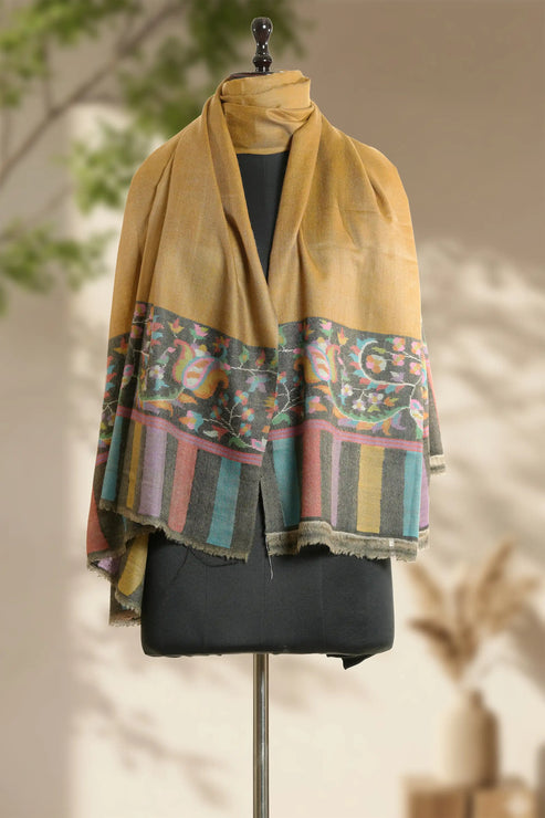 Women's Kani Palla Shawl in Camel Colour