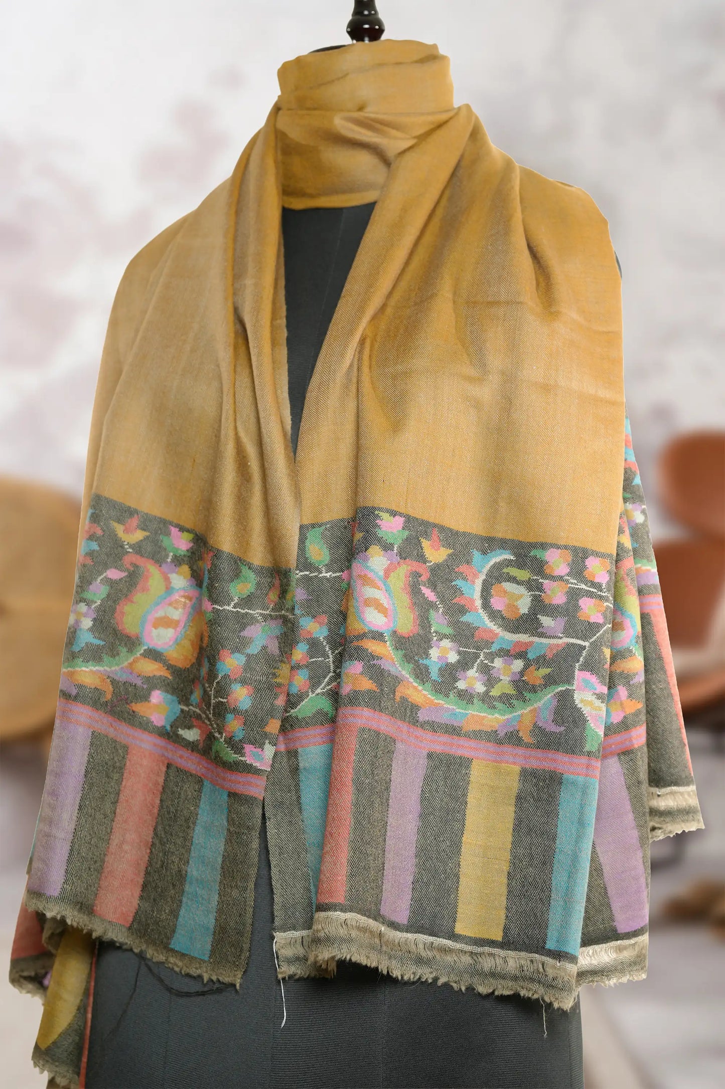 Women's Kani Palla Shawl in Camel Colour