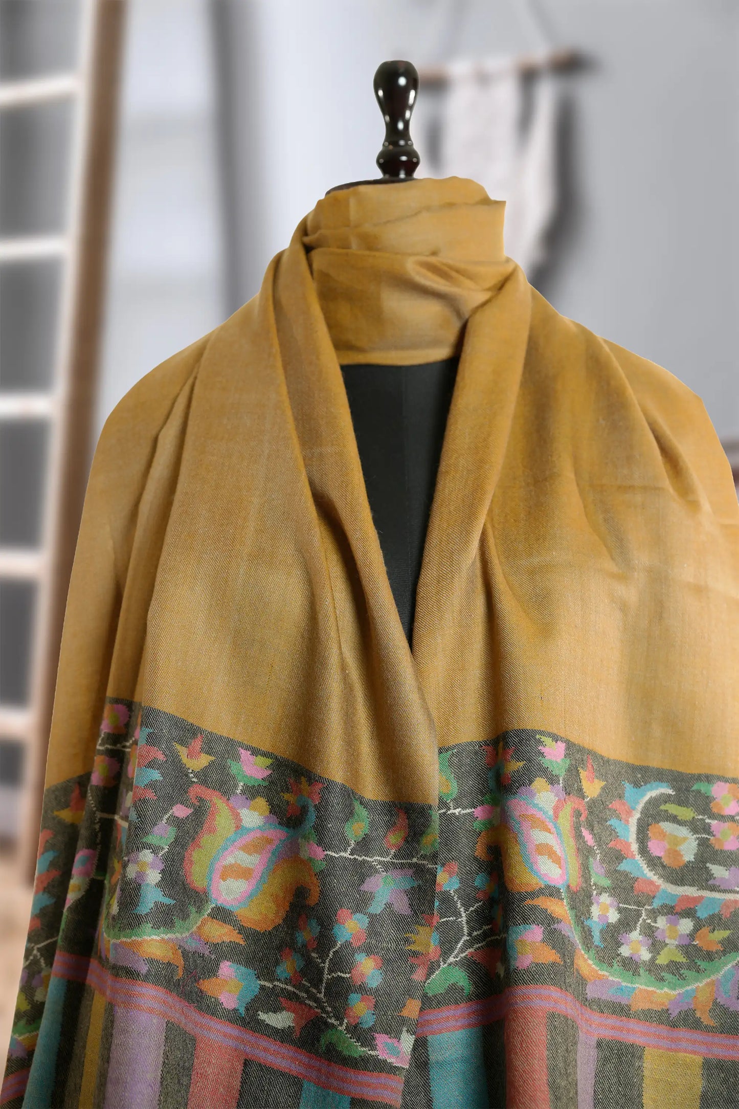 Women's Kani Palla Shawl in Camel Colour
