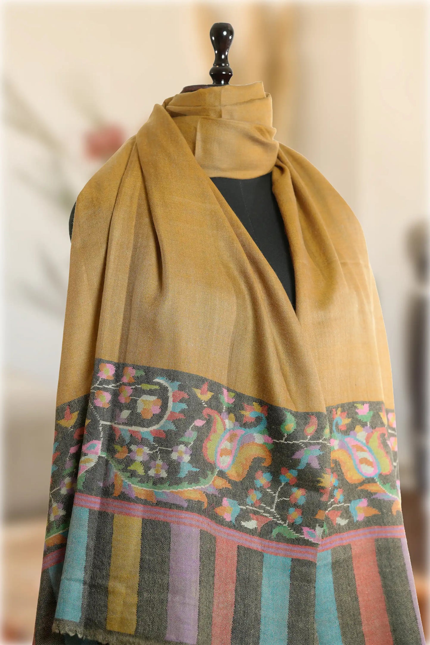 Women's Kani Palla Shawl in Camel Colour