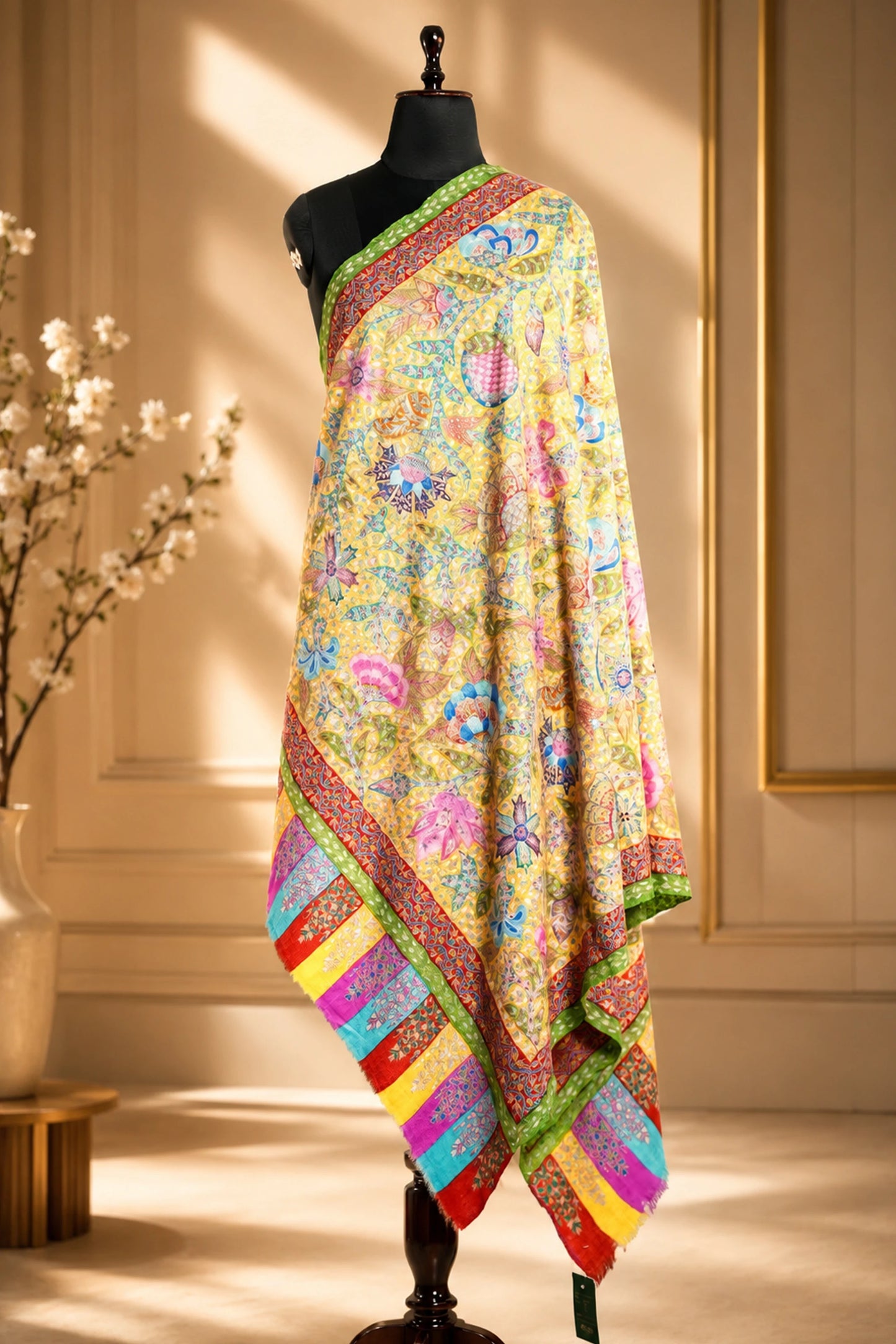 Yellow Kalamkari Shawl