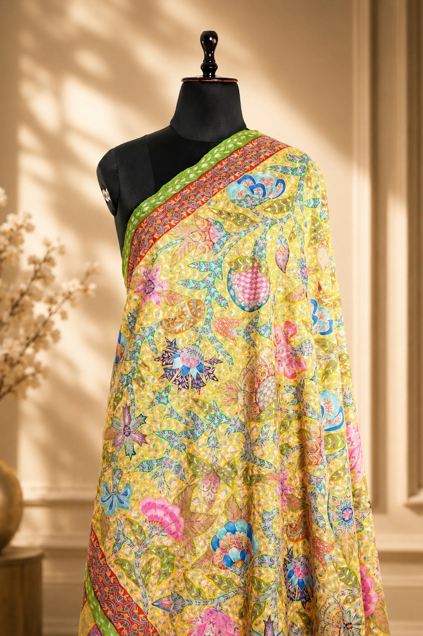 Yellow Kalamkari Shawl