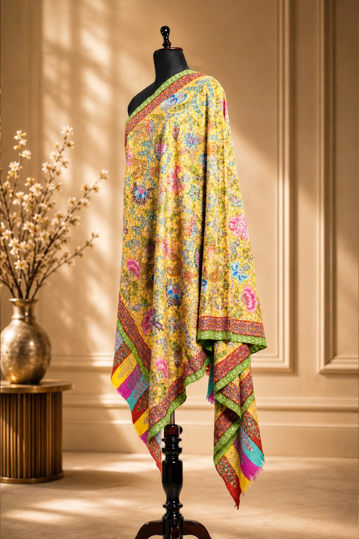 Yellow Kalamkari Shawl